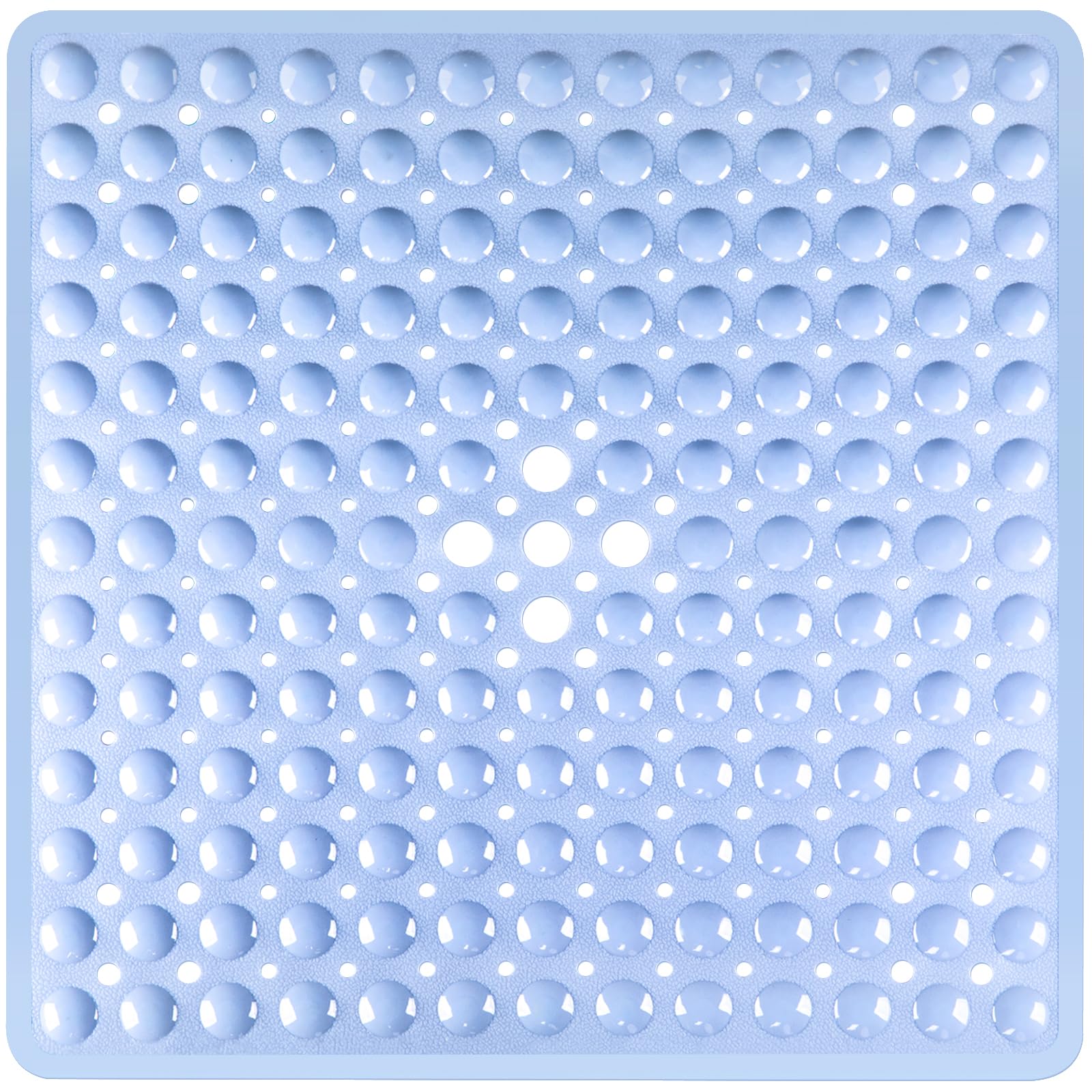 Naoloture Square Shower Bathtub Mat Non Slip for Inside Shower Light Blue 21x21 Inch, Shower Stall Mats for Bathroom Floor, Soft